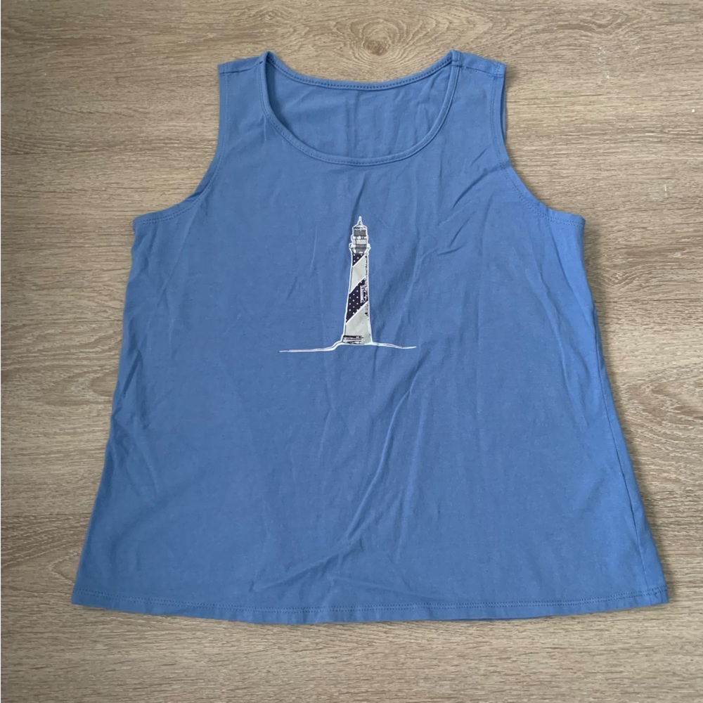 Blue Lighthouse Tank Top Size M